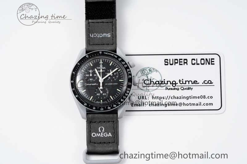 Speedmaster Misson To The Moon 1:1 Best Edition Black Dial On Nylon Strap Quartz