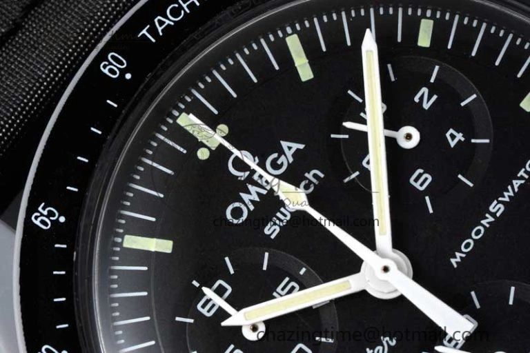 Speedmaster Misson To The Moon 1:1 Best Edition Black Dial On Nylon Strap Quartz