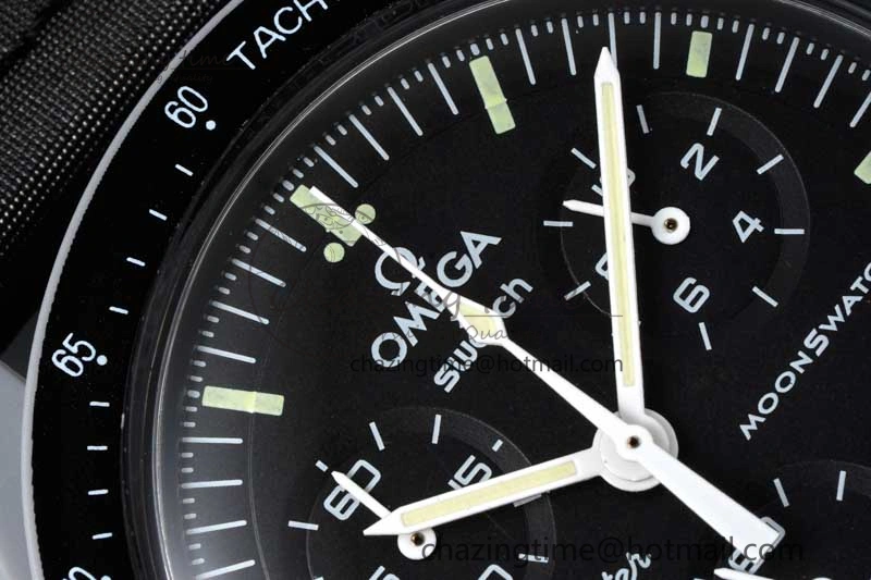 Speedmaster Misson To The Moon 1:1 Best Edition Black Dial On Nylon Strap Quartz