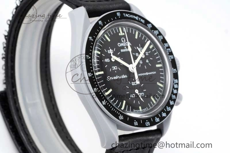 Speedmaster Misson To The Moon 1:1 Best Edition Black Dial On Nylon Strap Quartz