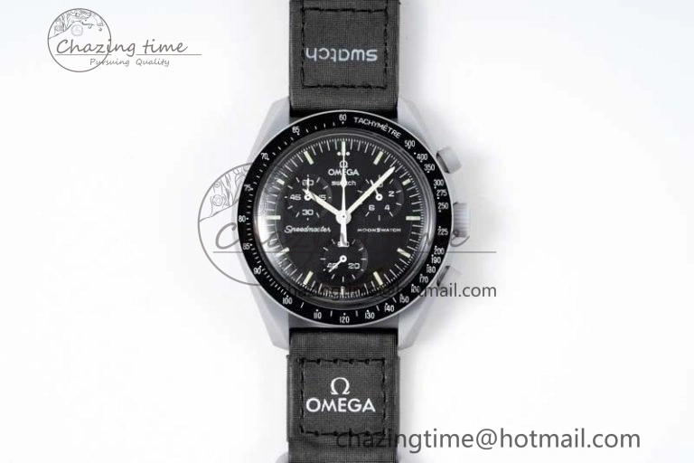 Speedmaster Misson To The Moon 1:1 Best Edition Black Dial On Nylon Strap Quartz