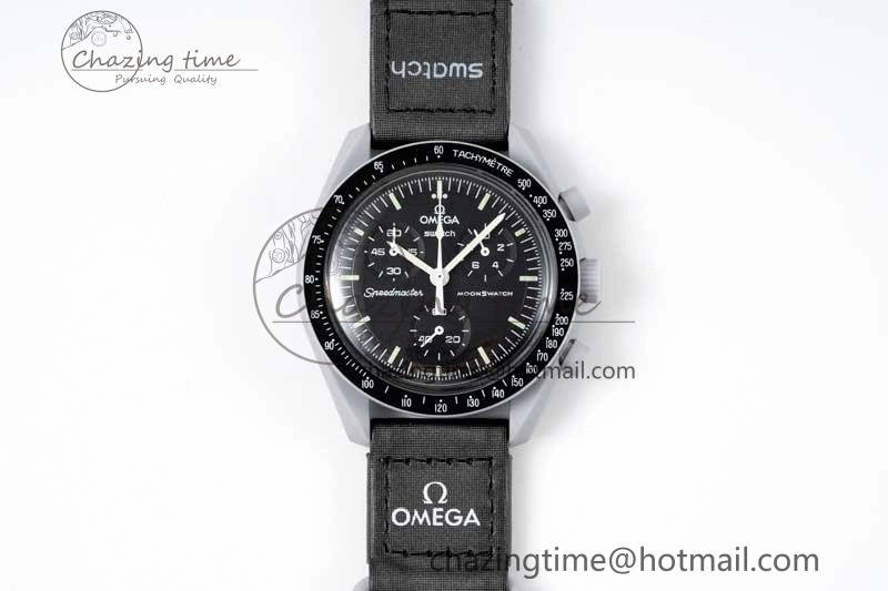Speedmaster Misson To The Moon 1:1 Best Edition Black Dial On Nylon Strap Quartz