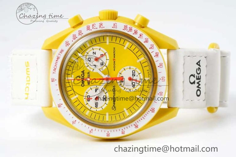 Speedmaster Misson To The Sun 1:1 Best Edition Yellow Dial On Nylon Strap Quartz