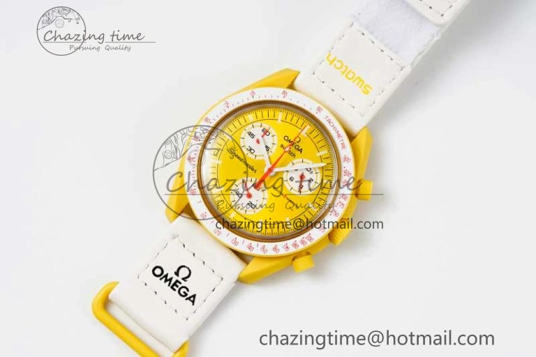 Speedmaster Misson To The Sun 1:1 Best Edition Yellow Dial On Nylon Strap Quartz