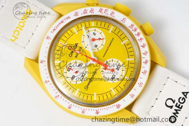 Speedmaster Misson To The Sun 1:1 Best Edition Yellow Dial On Nylon Strap Quartz