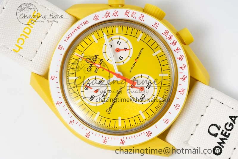 Speedmaster Misson To The Sun 1:1 Best Edition Yellow Dial On Nylon Strap Quartz