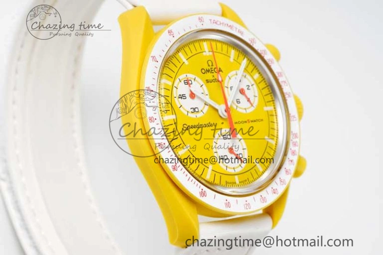 Speedmaster Misson To The Sun 1:1 Best Edition Yellow Dial On Nylon Strap Quartz