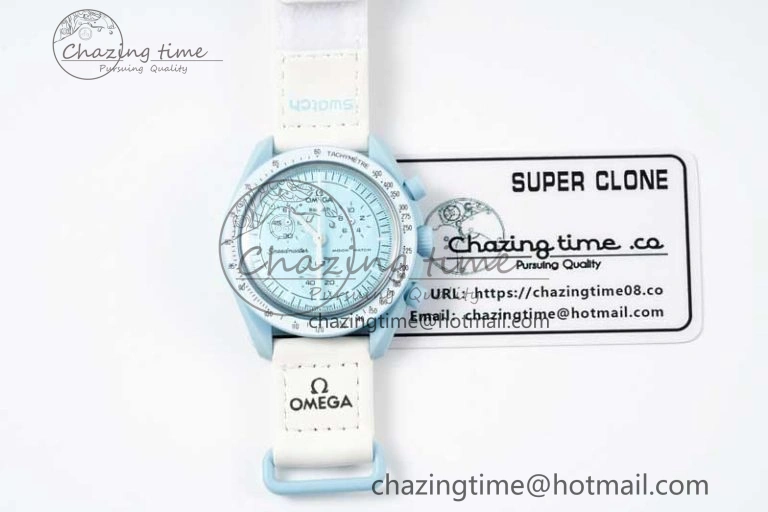 Speedmaster Misson To Uranus 1:1 Best Edition Blue Dial On Nylon Strap Quartz