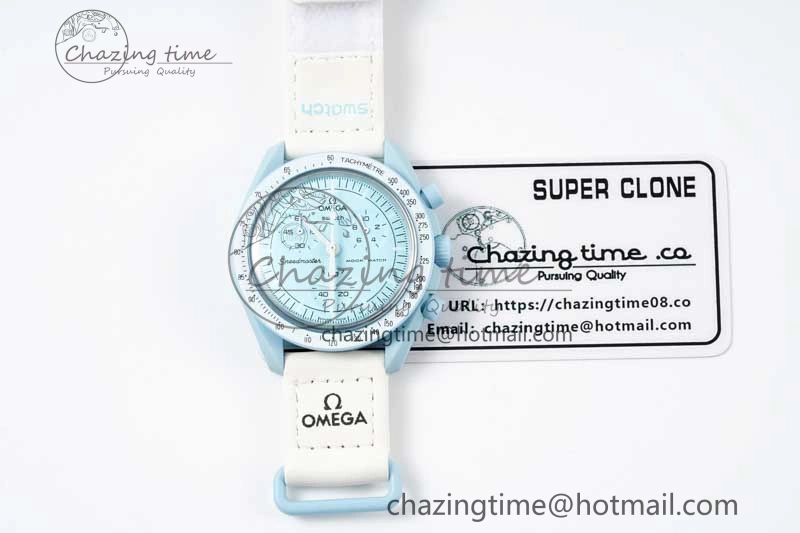 Speedmaster Misson To Uranus 1:1 Best Edition Blue Dial On Nylon Strap Quartz