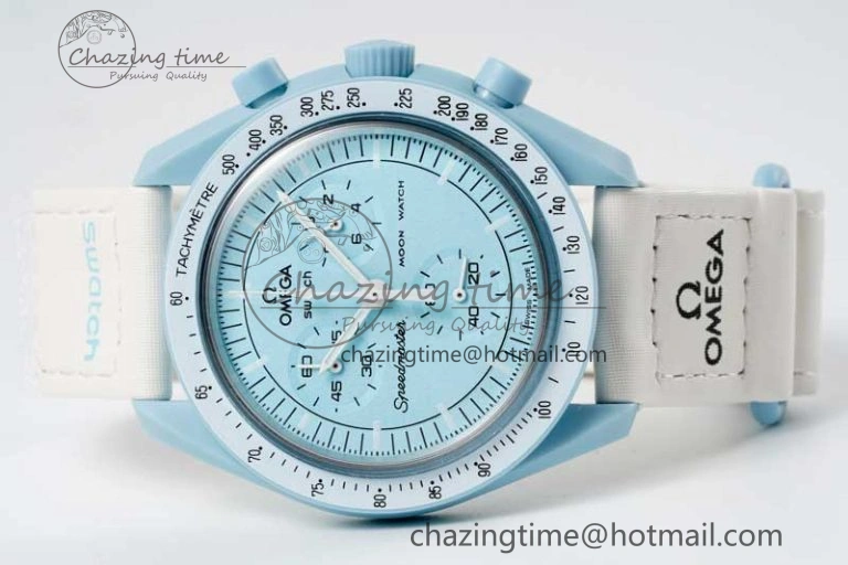 Speedmaster Misson To Uranus 1:1 Best Edition Blue Dial On Nylon Strap Quartz