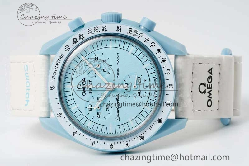 Speedmaster Misson To Uranus 1:1 Best Edition Blue Dial On Nylon Strap Quartz