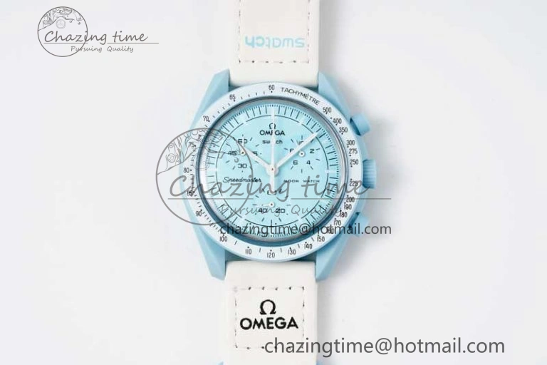 Speedmaster Misson To Uranus 1:1 Best Edition Blue Dial On Nylon Strap Quartz