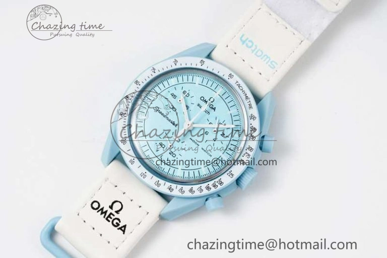 Speedmaster Misson To Uranus 1:1 Best Edition Blue Dial On Nylon Strap Quartz
