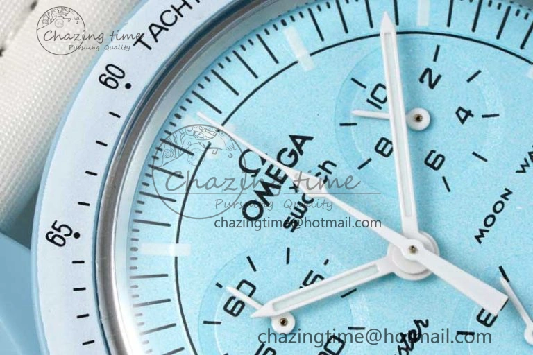 Speedmaster Misson To Uranus 1:1 Best Edition Blue Dial On Nylon Strap Quartz