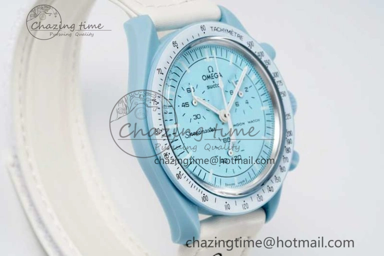 Speedmaster Misson To Uranus 1:1 Best Edition Blue Dial On Nylon Strap Quartz