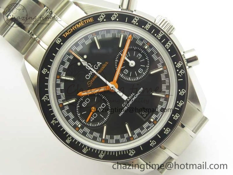 Speedmaster Moonwatch OMF 1:1 Best Edition Black Dial Orange Hand on SS Bracelet A9900
