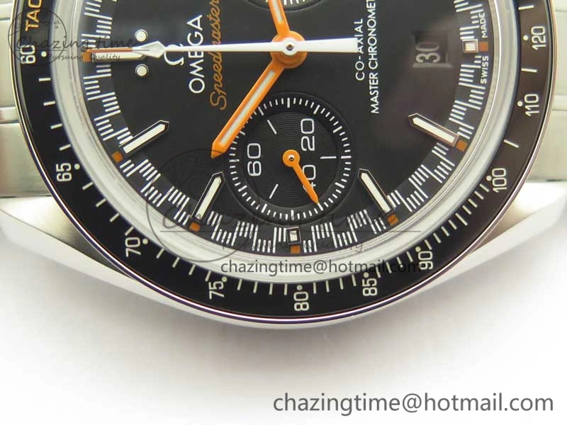 Speedmaster Moonwatch OMF 1:1 Best Edition Black Dial Orange Hand on SS Bracelet A9900