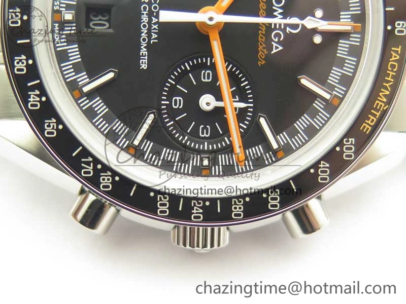 Speedmaster Moonwatch OMF 1:1 Best Edition Black Dial Orange Hand on SS Bracelet A9900