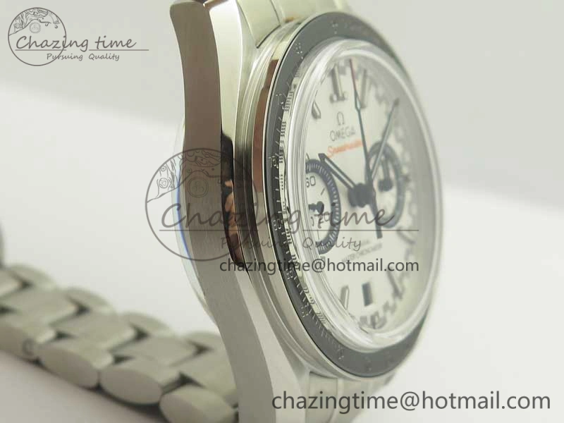 Speedmaster Moonwatch OMF 1:1 Best Edition White Dial Black Hand on SS Bracelet A9900