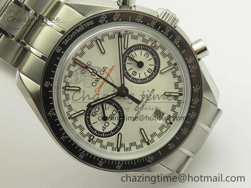 Speedmaster Moonwatch OMF 1:1 Best Edition White Dial Black Hand on SS Bracelet A9900