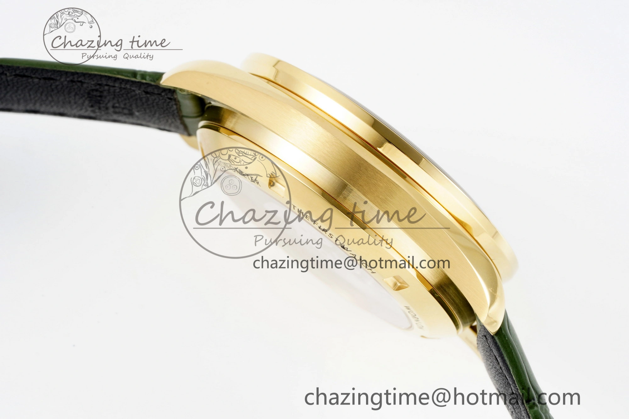 Speedmaster Moonwatch in Moonshine Gold YG RMF Best Edition Green Dial on Green Leather Strap Manual Chrono