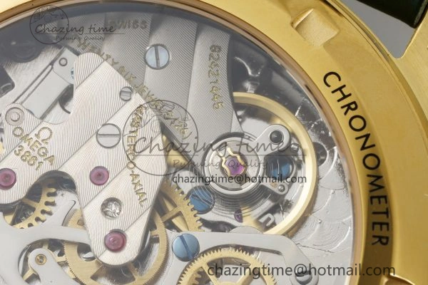 Speedmaster Moonwatch in Moonshine Gold YG RMF Best Edition Green Dial on Green Leather Strap Manual Chrono