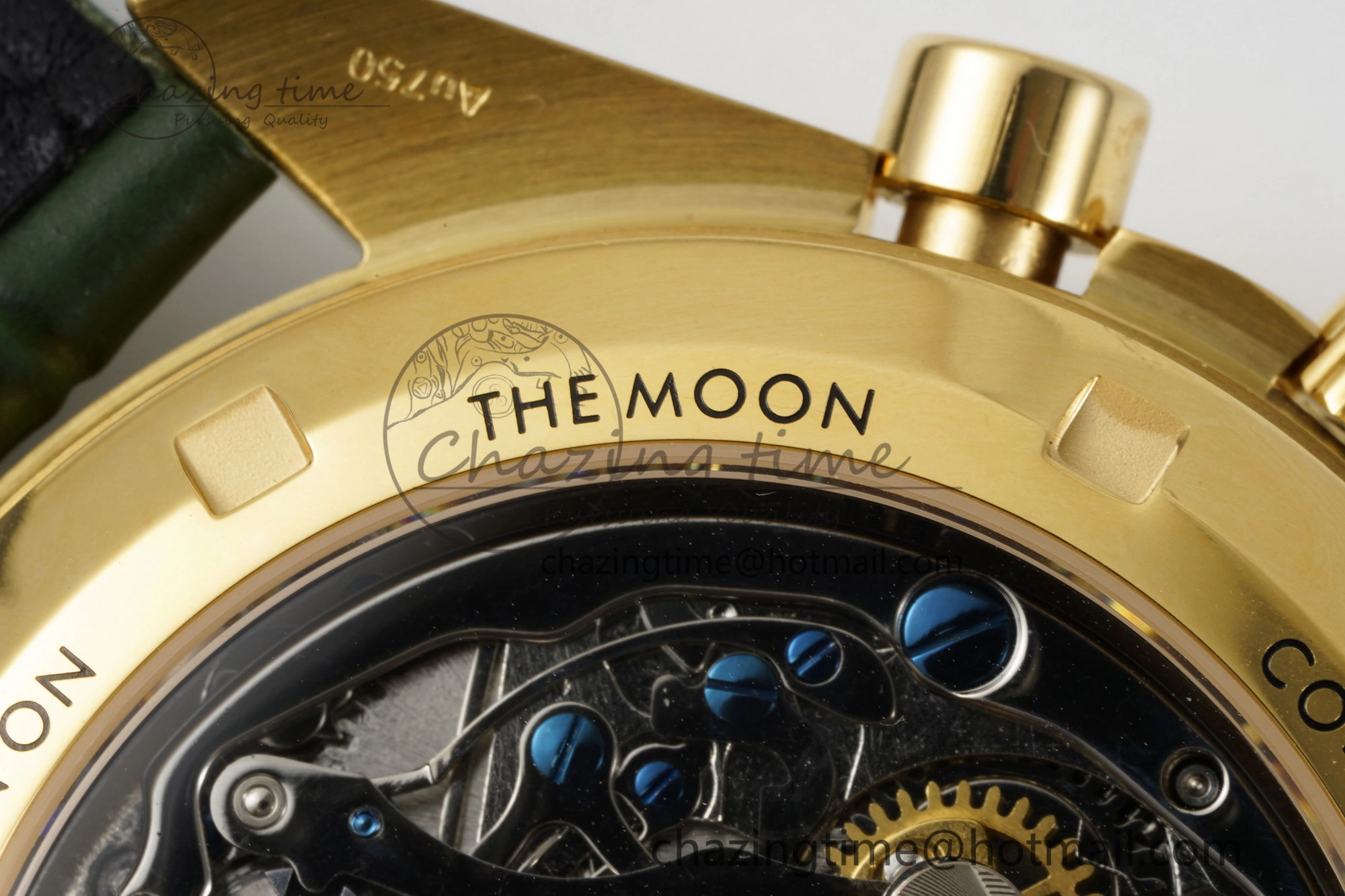 Speedmaster Moonwatch in Moonshine Gold YG RMF Best Edition Green Dial on Green Leather Strap Manual Chrono