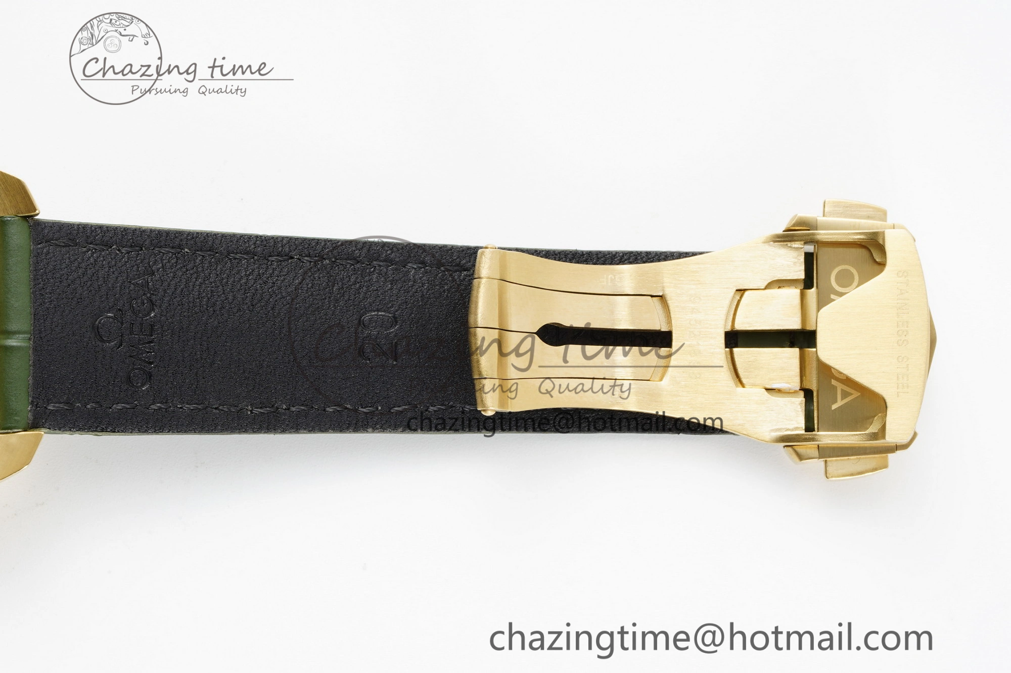 Speedmaster Moonwatch in Moonshine Gold YG RMF Best Edition Green Dial on Green Leather Strap Manual Chrono