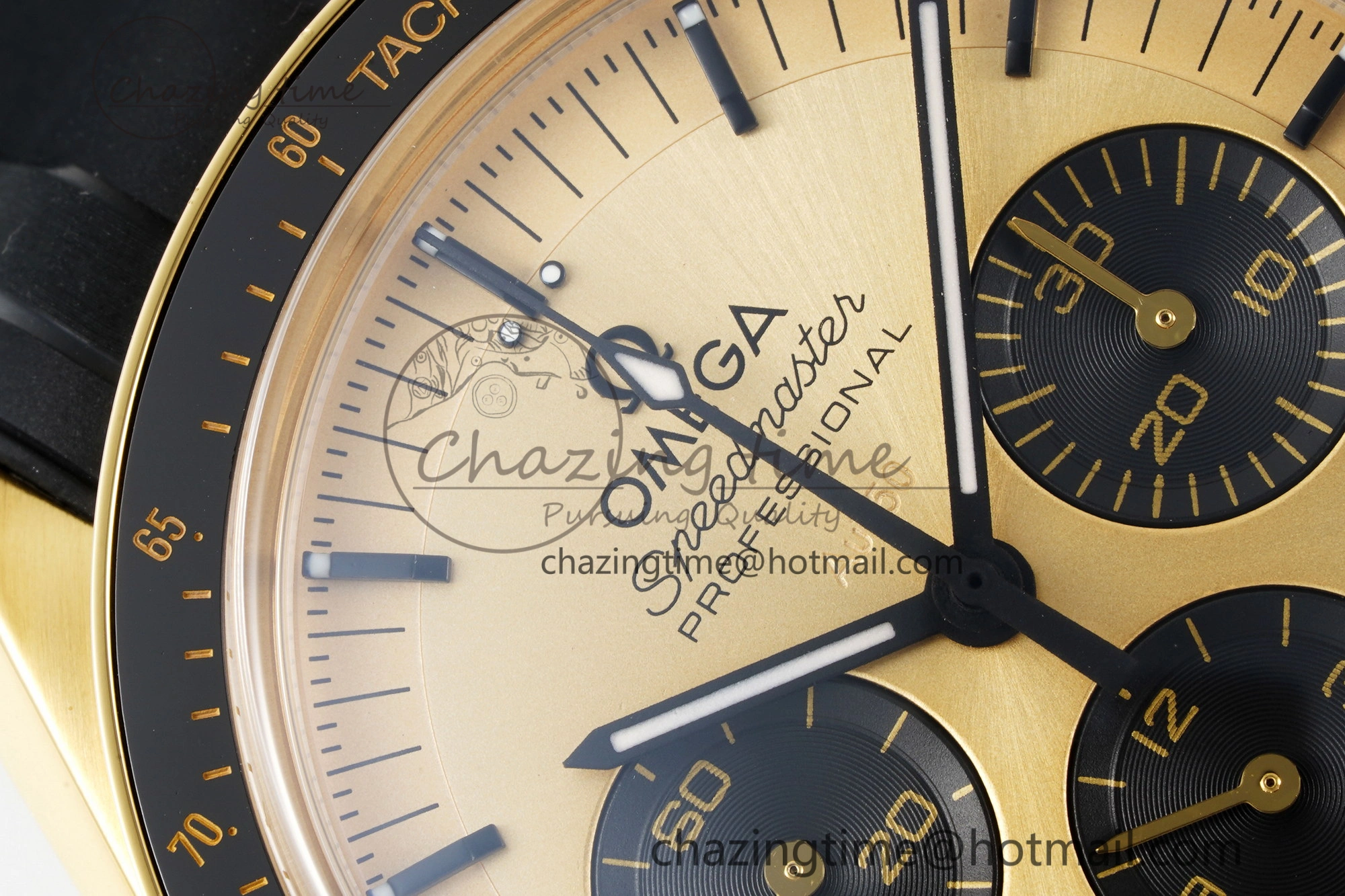 Speedmaster Moonwatch in Moonshine Gold YG RMF Best Edition YG Dial on Black Rubber Strap Manual Chrono