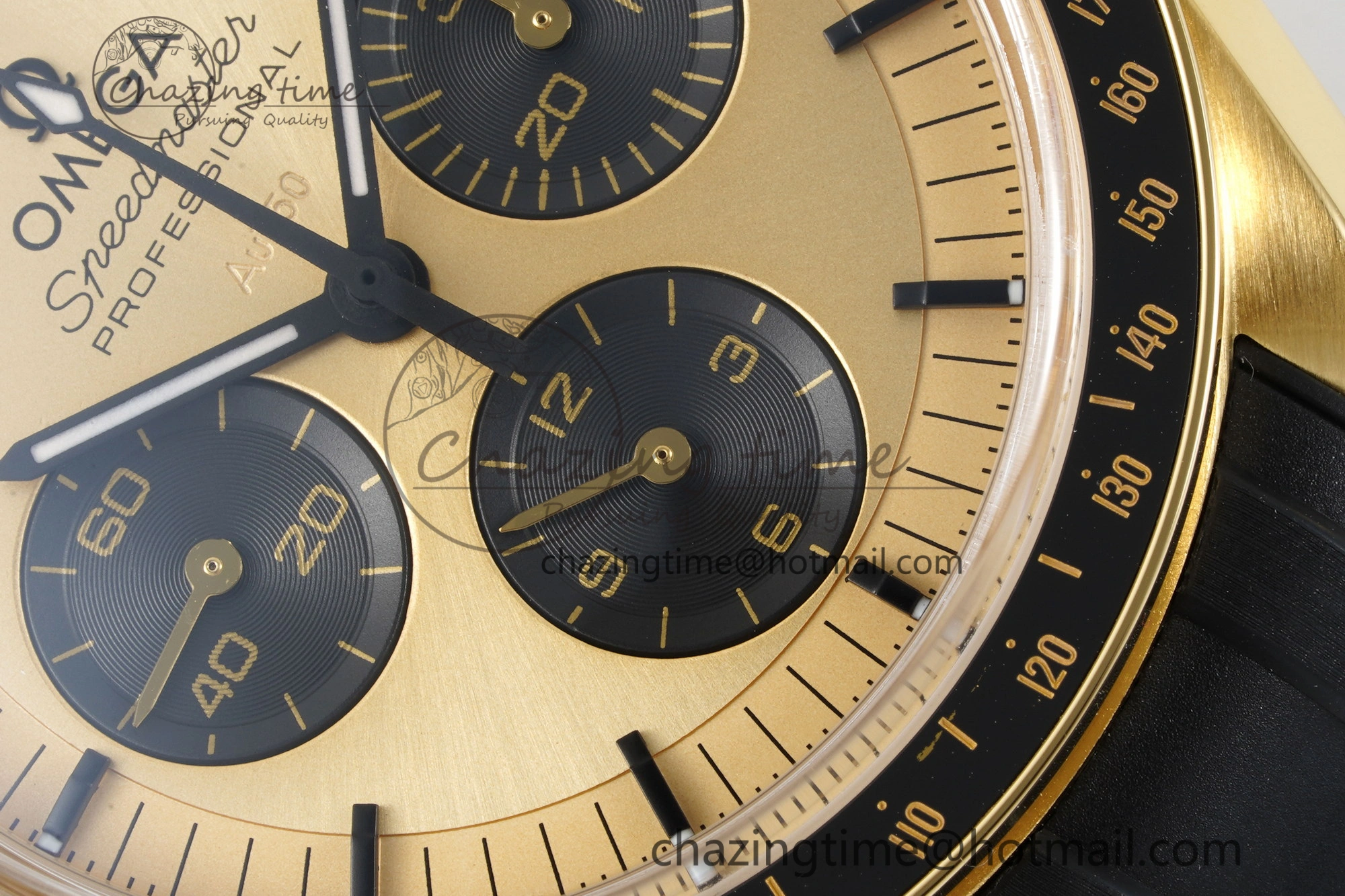 Speedmaster Moonwatch in Moonshine Gold YG RMF Best Edition YG Dial on Black Rubber Strap Manual Chrono