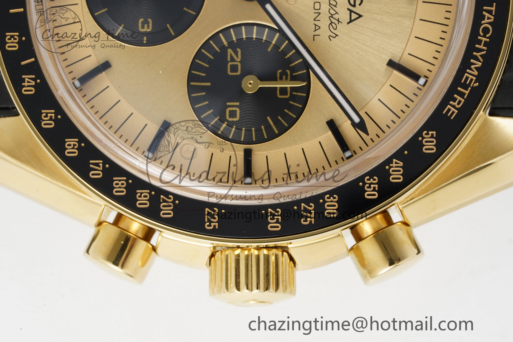 Speedmaster Moonwatch in Moonshine Gold YG RMF Best Edition YG Dial on Black Rubber Strap Manual Chrono