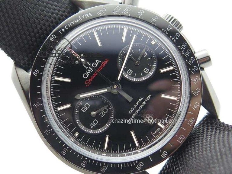 Speedmaster Professional Chronometer PVD Black Dial On Black Leather Strap A9300