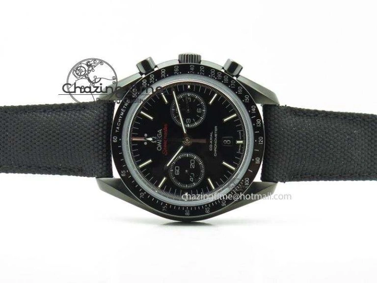 Speedmaster Professional Chronometer PVD Black Dial On Black Leather Strap A9300