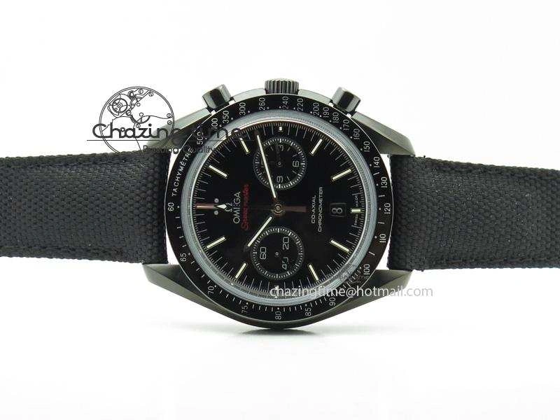 Speedmaster Professional Chronometer PVD Black Dial On Black Leather Strap A9300