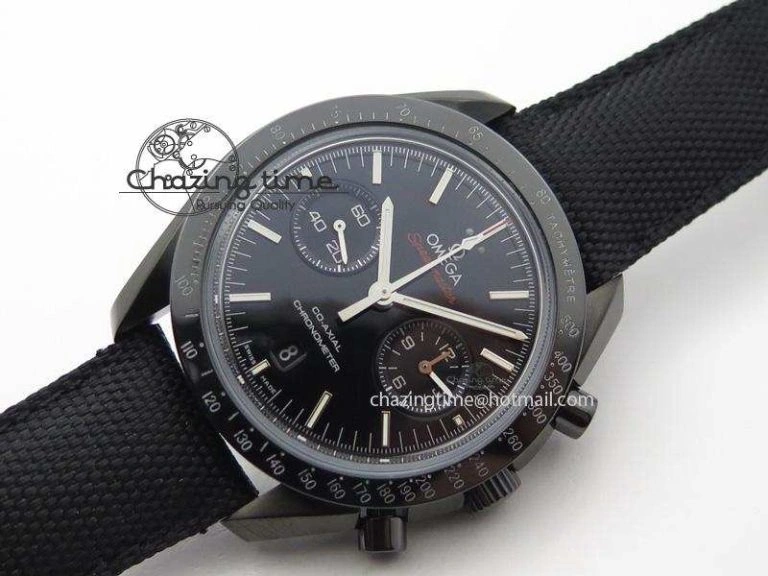 Speedmaster Professional Chronometer PVD Black Dial On Black Leather Strap A9300