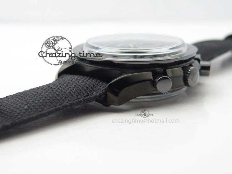 Speedmaster Professional Chronometer PVD Black Dial On Black Leather Strap A9300