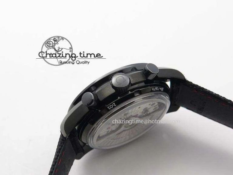 Speedmaster Professional Chronometer PVD Black Dial On Black Leather Strap A9300