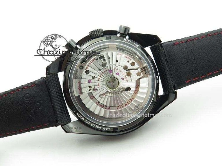 Speedmaster Professional Chronometer PVD Black Dial On Black Leather Strap A9300