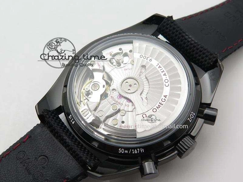Speedmaster Professional Chronometer PVD Black Dial On Black Leather Strap A9300