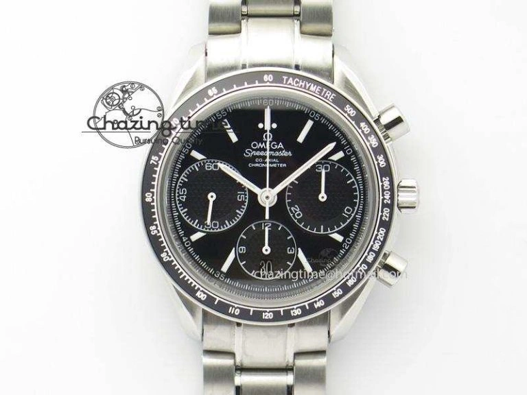 Speedmaster Racing 40mm SS Black Dial On SS Bracelet A7750 ( Free Rubber Strap )