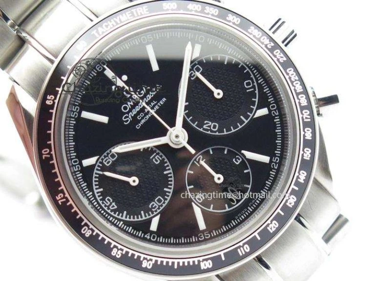 Speedmaster Racing 40mm SS Black Dial On SS Bracelet A7750 ( Free Rubber Strap )