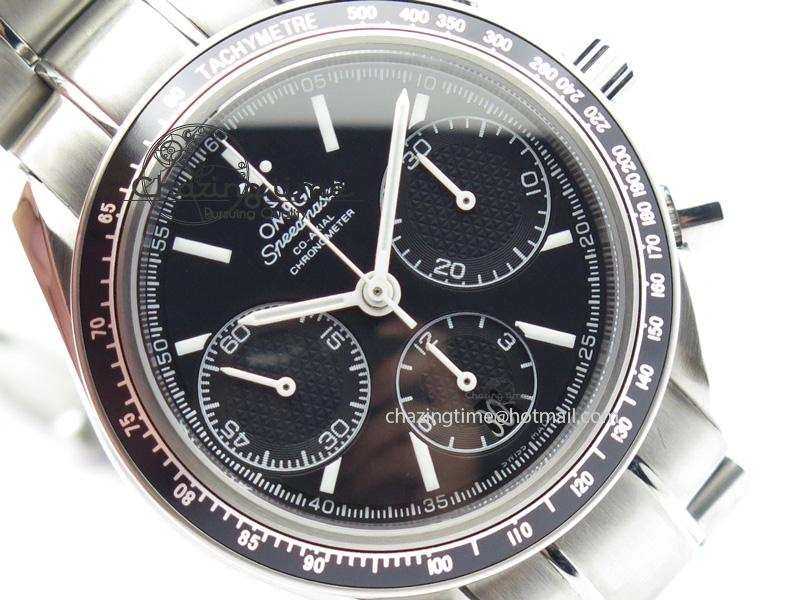 Speedmaster Racing 40mm SS Black Dial On SS Bracelet A7750 ( Free Rubber Strap )