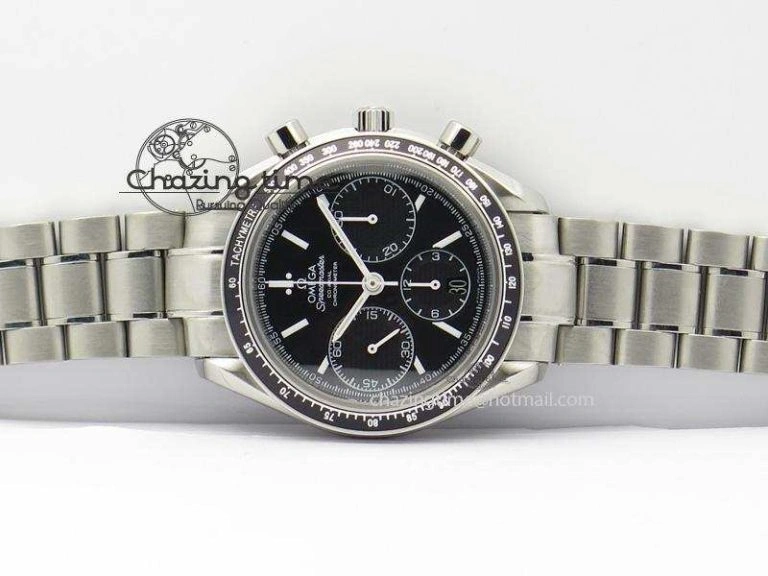 Speedmaster Racing 40mm SS Black Dial On SS Bracelet A7750 ( Free Rubber Strap )