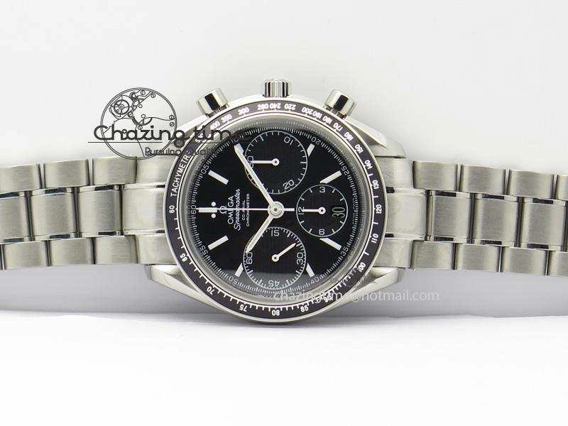 Speedmaster Racing 40mm SS Black Dial On SS Bracelet A7750 ( Free Rubber Strap )