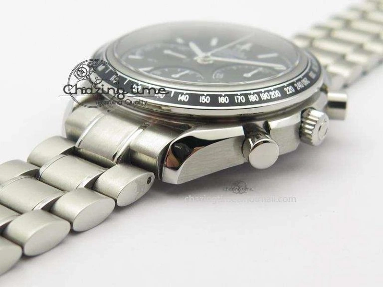 Speedmaster Racing 40mm SS Black Dial On SS Bracelet A7750 ( Free Rubber Strap )