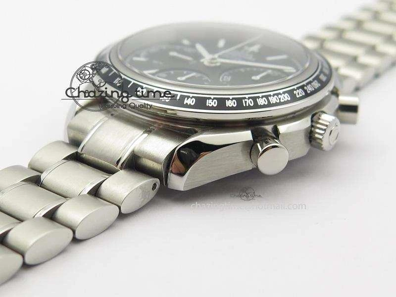 Speedmaster Racing 40mm SS Black Dial On SS Bracelet A7750 ( Free Rubber Strap )