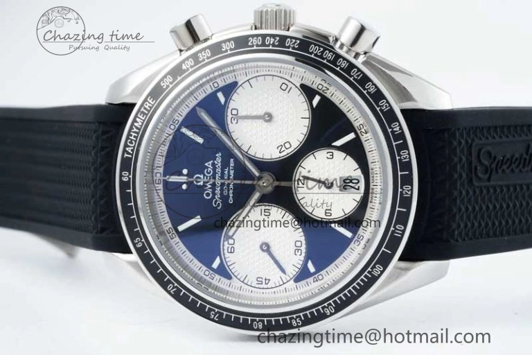 Speedmaster Racing Master SS HKF Best Edition Black White Dial on Black Rubber Strap A7750