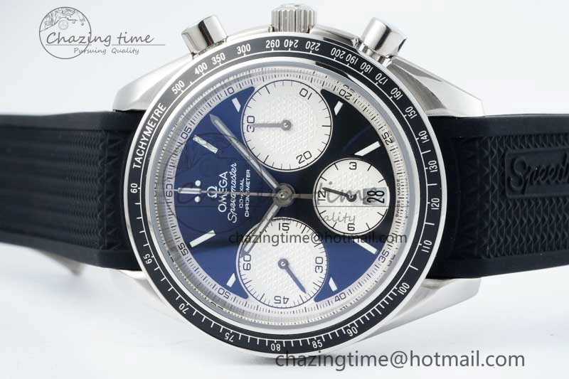 Speedmaster Racing Master SS HKF Best Edition Black White Dial on Black Rubber Strap A7750