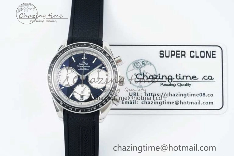 Speedmaster Racing Master SS HKF Best Edition Black White Dial on Black Rubber Strap A7750