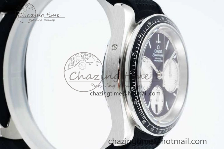 Speedmaster Racing Master SS HKF Best Edition Black White Dial on Black Rubber Strap A7750